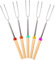 Ajmyonsp Lot de 5 bâtons à rôtir à la guimauve pour brasero – Brochettes de feu de camp Hot Dog Mashmellow Camping – Fourchettes extensibles de 81,3 cm de long