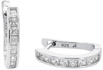 Amor Creolen 925 Sterling Silber Damen Ohrschmuck, mit Zirkonia synth., 1,1 cm, Silber, Kommt in Schmuck Geschenk Box, 2017392