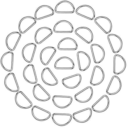 Trimming Shop D-Ring-Verschlüsse aus Nicht geschweißtem Metall, strapazierfähig, für Handtasche, Gurtband, Geldbörse, Hundehalsbänder, Gürtel, DIY-Projekte, 38 mm, Silber, 10 Stück