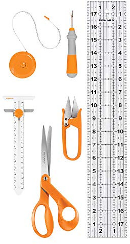 Fiskars 154310-1001 Nähutensilien-Set (6-teilig), Edelstahl, Orange, Sewing Essentials, 6 stück