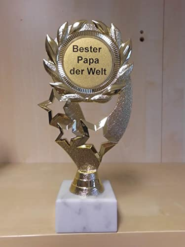Fanshop Lünen Pokal Geschenk - Bester Papa der Welt - Geburtstag - Sportpokal - Gr. 19,5 cm - Trophäe - Pokale - (A1)
