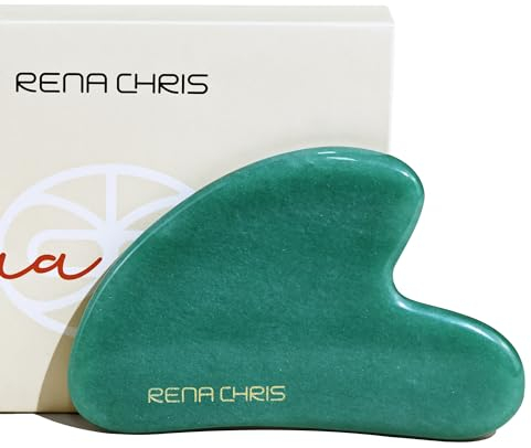 Rena Chris Gua Sha Stein, 100% natürliche Gua Sha Stein für Schwellungen und Straffung, Guasha Massagesteine für Hautpflegeroutine, Gua Sha Gesichtsmassage auch für Augen und Körper(Grüner Aventurin)