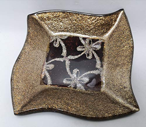 PuntoCasaStore Stock 6 PZ Piattino in Vetro Decorato 10,5x10,5 CM
