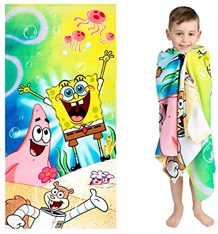 Franco Kinder-Badetuch, superweich, Baumwolle, 147,3 x 71,1 cm, Spongebob Schwammkopf