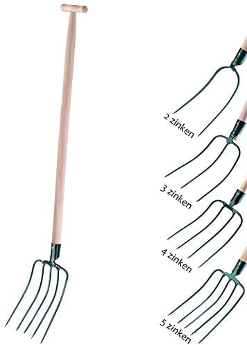 KADAX Fourche à Foin, Fourche à bêcher, Fourche à bêcher, Fourche à fumier, Fourche de Jardin, Fourche en Fil de Fer avec Manche en Bois, Fourche de Jardin en Acier de Haute qualité, Fourche à fumier
