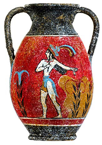 BeautifulGreekStatues Antica Anfora Greca Minoica Fatto a Mano Vaso di Ceramica con Affresco Principe di Gigli Murale S