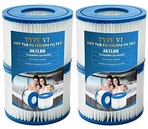 SKTLBB - Cartuccia di ricambio per vasca idromassaggio Bestway, per Coleman SaluSpa 90352E, filtri gonfiabili per piscina, filtro cartuccia per Bestway Lay-Z-Spa 58323 (4 pezzi)