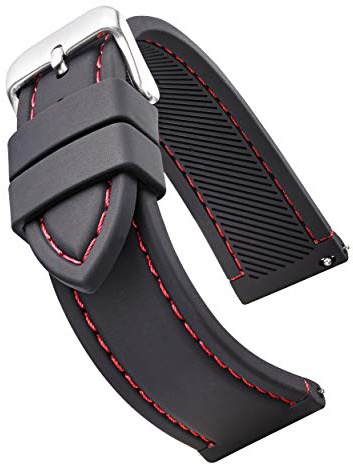 STUNNING SELECTION ALPINE Sporty Premium Silicone Stitched Watch Band - Replacement Rubber Watch Bands - Quick Release Waterproof Watch Straps for Women & Men -Compatible with Regular & Smart Watch