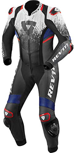 Revit Quantum 2 1-Teiler Motorrad Lederkombi Weiß/Blau 50