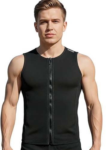 Dizokizo Wetsuit Vest for Men, 3mm Front Zipper Neoprene Wet Suit Top Sleeveless Jacket for Scuba Diving Kayaking Surfing Swimming (L)