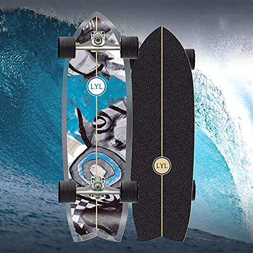 Cruiser Skateboard Land Shark Surfskate Board, Pumping Skate 31In Longboard Cruiser Komplettboard, Mit ABEC-11 Kugellager C4 Truck 7-Lagigem Ahornholz Surfboard Deck, Per Freeride, Slide Und Freestyle