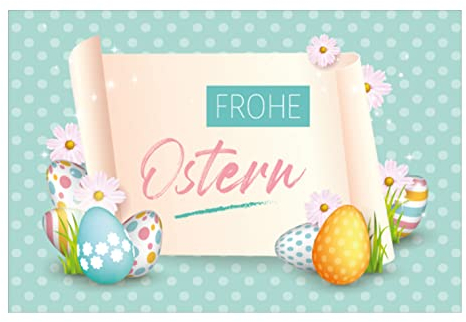Merz Designkarten 3 Premium Osterkarten mit Umschlag (Klappkarte) 12x18cm, Karte Grußkarte für Ostern Ostergrußkarten mit schönem Ostermotiv Frohe Ostern, Ostergrüße Grußkarten im Set, Bunt