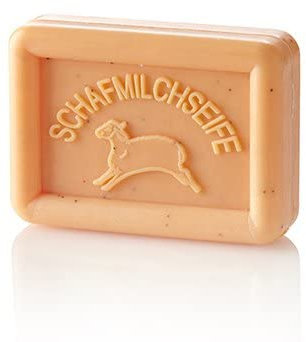 OVIS Schafmilchseife 100g -Aprikose -Reinigung und Pflege mit Schafmilch in Papierverpackung / zero waste ohne Mikroplastik oder Mineralöl