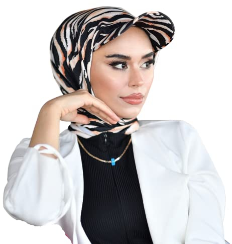 Turban Hut mit Schal-Turbans für Damen-Hijab für Damen|Haarwickel-Kopfwickel für Damen|Hijab Unterkappe-Instant Hijab, leopard, Standart