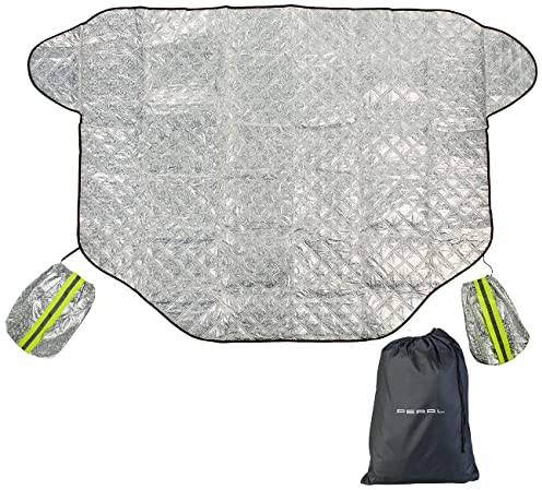 PEARL Autoabdeckung: 2in1-Anti-Eis-Scheiben-/Spiegelabdeckung und Sonnenschutz, 120x147 cm (Frontscheibenabdeckung mit Spiegel, Scheibenabdeckung mit Spiegel, Windschutzscheiben)