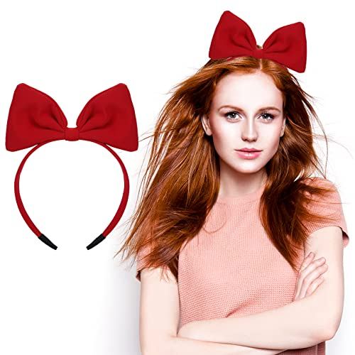 WLLHYF Schwarzes Schleifen-Stirnband Kopfschmuck für Frauen und Mädchen, Valentinstag Rote Schleifen-Haarbänder Haarband Perfekter Haarschmuck für Party und Cosplay (Rot)