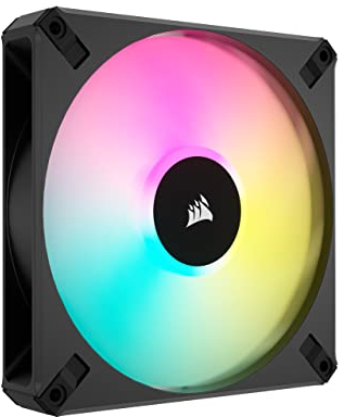 Corsair iCUE AF140 RGB ELITE de 140 mm Ventilador PWM - Ocho LED RGB - Tecnología AirGuide - Rodamiento Dinámico por Líquido - Compatible con el Software CORSAIR iCUE - Negro
