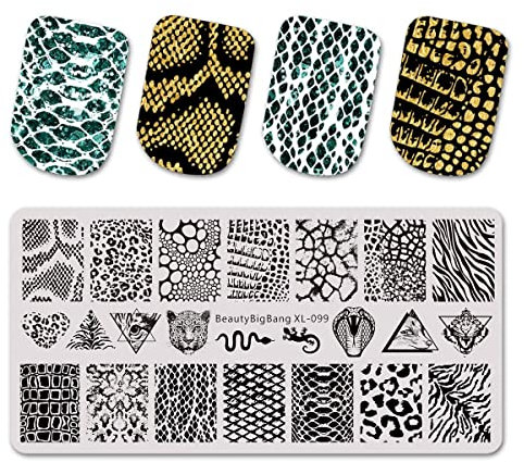 Bemvp Modes Tiermuster Leopard Stempel Vorlage Druck Bild Nagel Stempelplatte Nagelkunst Stamper Schaber Nägel Werkzeug