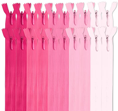 MARARDI [Packung 20] Unsichtbaren Reißverschlüssen [Rosen] Nylon [50 cm] Nähen und Basteln zum Kleidung Taschen Stoff für Nähmaschine Patchwork Plastik Baumwolle Zipper mit Metallreißverschluss