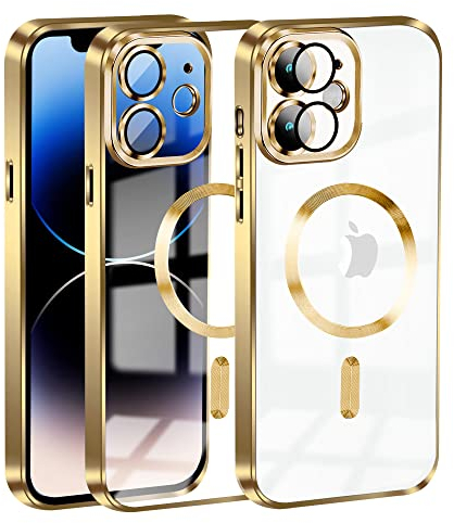 KetteTech Handyhülle für iPhone 11 Hülle Compatible with Magsafe Clear Magnetische [Kameraschutz Eingebaut][Werde Niemals Gelb] Stoßfest Schutzhülle Transparent für iPhone 11 Case, Gold