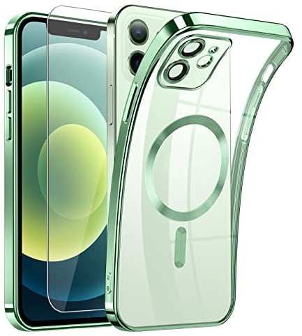 DOSNTO Clear Magnetisch für iPhone 12 Hülle mit MagSafe [Original iPhone Äußere] [Kameraschutz Eingebaut] Durchsichtig Silikon Case Ultra Dünn [Niemals Gelb] Handyhülle Anti Fingerabdruck Schutzhülle