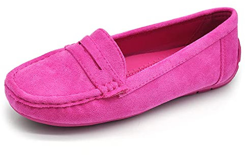 IF Fashion Scarpe Mocassini Slip On Loafers Morbidi Donna con Strass Pietri Camoscio Scamosciato FT245 Fuxia N.38