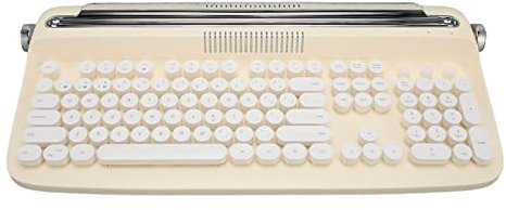 Teclado Bluetooth Vintage, Teclado de Máquina de Escribir Inalámbrico de 104 Teclas, Teclado de Máquina de Escribir Retro con Soporte Integrado, para Computadora Portátil con (Amarillo)
