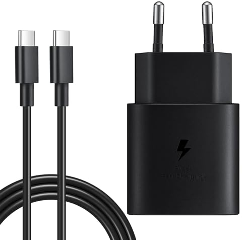 25W Ladegerät USB C Schnellladegerät mit Ladekabel 2m Für Samsung Galaxy S25/ S24/ S23/ S22/ S22/ S21/ S20 Plus Ultra FE, Z Fold 6/5, Z Flip5, A55 A54 A53 A52s A16 A15 A14, Netzteil USB C Adapter