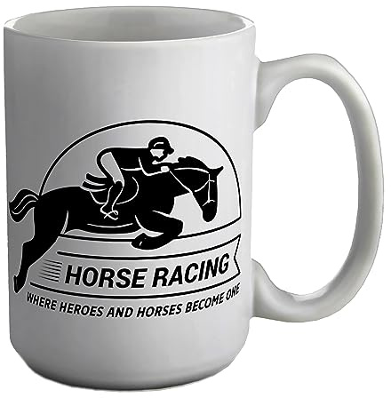 Shopagift Horse Racing Mug Where Heroes & Horses Become One White 15oz Large Gift Ceramic Cup