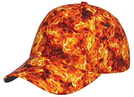 Baseballkappe Feuer Brennende Flammen Rot Cool Hut Waschbar Hip-Hop-Hut Cool Sport Mütze Für Sport Reisen Outdoor