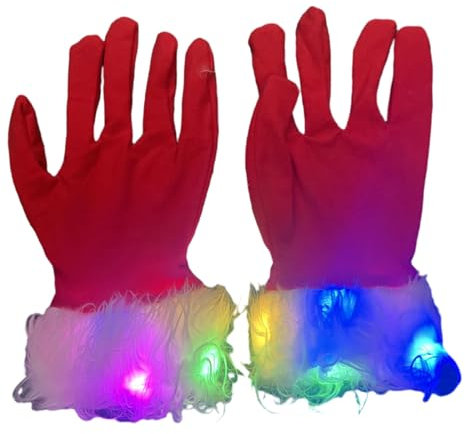 SUCHUANGUANG Weihnachts-Weihnachtsmann-Handschuhe die im Dunkeln leuchten Weihnachtsmann-Kostüm-Handschuhe Party-Requisiten Festival leuchtende Handschuhe Handwärmer Polyester