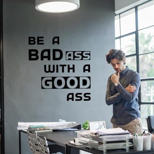 SUPERDANT Autocollants Muraux avec Citations Inspirantes Soyez un Mauvais Cul avec un Bon Cul Grand Autocollant Mural Art Gym Garage Yoga Danse Femme Chambre Décoration Murale