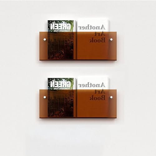 KYOFIS Wandzeitungsregal, 2er-Pack Acryl-Zeitungsständer, Broschürenhalter, transparentes Bücherregal, Zeitungsständer(Brown,70cm/27.55in)