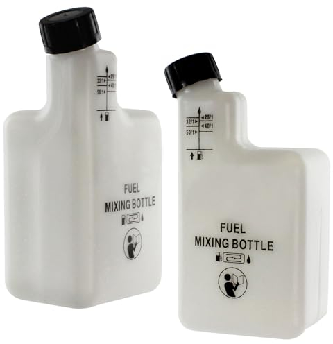 SPARES2GO 1L Fuel Mixing Bottle for Petrol Lawnmower/Brushcutter/Strimmer/Trimmer (Pack of 2 Bottles)