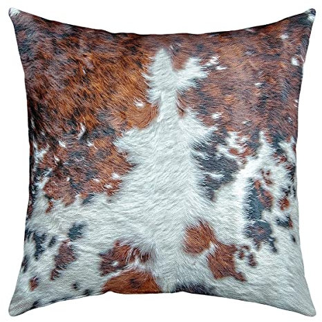 2Er Set Kissen Fall Individualität Kissenbezug Luxus Wurfkissenbezug Für Auto Büro Couch Zimmer 45X45Cm Kuhfell Bedrucktes Rindsleder Western Farm Animal Skin Braun Twin Size