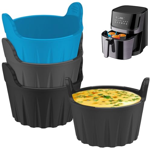 Boloshine Lot de 3 Moules à Œufs en Silicone pour Friteuse à Air, Réutilisable Moule à Muffins, Air Fryer Accessoires, Moule Anti-Adhésif Tasses de Cuisson pour Pâtisseries,Gâteau,Puddings