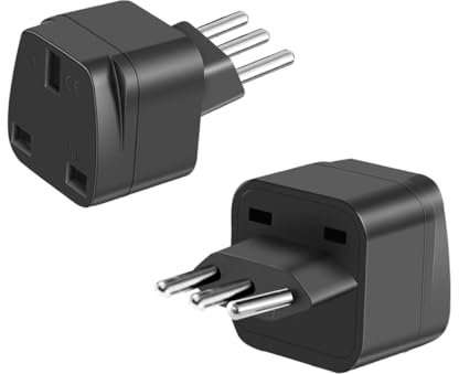 LUKELI 2 Pack Italy Plug Adapter UK to Italy Plug Adapter UK to 3 pin Italy Travel Adaptor UK to Italian Converter Power Adapter for Italy Chile Maldives San Marino (Black 2Pack)