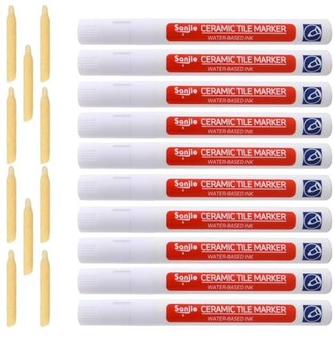 10 Pièces Stylo Joint Carrelage, Rénovateur de Coulis Blanc, Stylo à Joint Carralage avec Pointe de Rechange, Marqueur Réparation Stylo Remplissage Coulis pour Carrelage, Mur, Sol, Salle de Bain et Cu