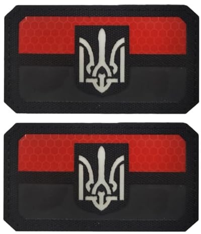 Moral Patch Ukraine Stickerei Diy Patch Outdoor Tasche Zubehör Armbinde Roter und schwarzer reflektierender Dreizack