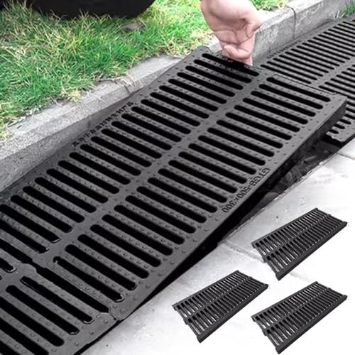 Oracra Entwässerungsrinne 3 Stück Entwässerungsgitter Für Gehwege, Schwarzer, Langlebiger Abflusskanal, Kunststoffplatten Für Regenrinnen Für Einfahrten, Wasserabweiser