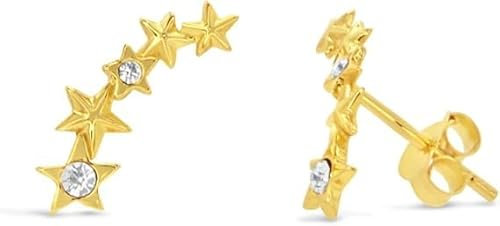 ARS-ARGENTI wunderschön handgearbeitet Ohrring Stern Brillantdesign edel & anmutig 750 vergoldet 18K Schmuck Geschenk Damen Mädchen 15 mm nobel anmutig hochwertig hypoallergen