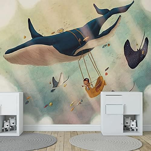 XLMING Cartoon Creative Sky Whale Kinder 3D Tapete Home Dekoration Wohnzimmer Sofa Schlafzimmer Tv Hintergrund Wand-430cm×300cm