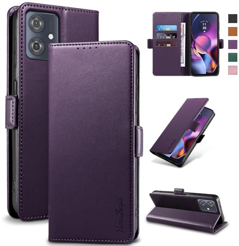 Yunubeyii Wallet Flip Case for Motorola Moto G54,Purple | RFID Blocking,Luxury PU Leather,Card Holder,Kickstand,Shockproof,Magnetic Phone Cover,Protective Case