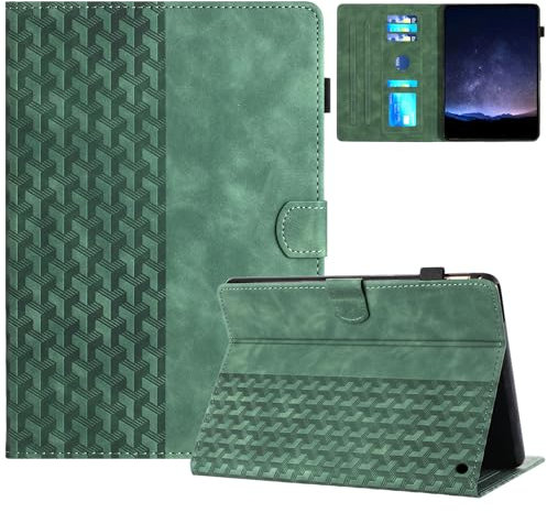 LMFULM® Case for Amazon Fire HD 8/8 Plus 2020 10th Gen (8.0 Inch) PU Leather Case Protective Shell Wallet with Sleep/Wake Stand Case Flip Cover Holster Building Block Print Green