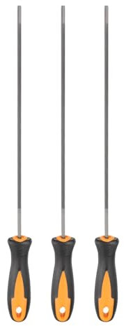 sourcing map 3pcs Chainsaw File, 3.2mm (1/8-inch) Round Sharpening Files Tool with Plastic Handle for Chain Chainsaw Sharpening, Grinding, Grey