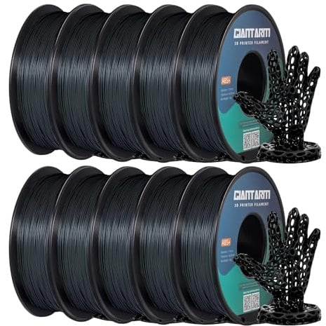 GIANTARM ABS+ Filament 1.75mm, 3D Drucker Filament 1KG, Durchmessertoleranz +/- 0.02mm, ABS Schwarz，10 pcs