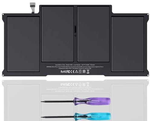 FlyZythrol 55Wh A1405 battery compatible with MacBook Air 3,2 13 inch A1369 (Late 2010 Mid 2011) MacBook Air 5,2 13 inch A1466 (Mid 2012 Mid 2013 Early 2014 Early 2015) A1377 A1496 020-7379-A 7.6V