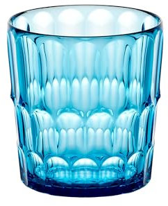 Guzzini - Vanity, niedriger Becher, Dekor 2, aus Bio-based SAN und Bio-based SMMA - Aria (Meeresblau)