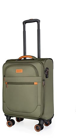 METZELDER Valise Souple Retro Extensible Gros Volume Serrure TSA Garantie 1 an, (Vert (Khaki), S -Cabine - 48L - 55x38x20cm - 2,9kg)