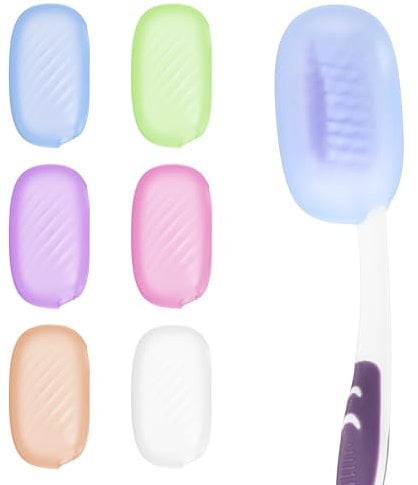 Bremorou 6 tappi protettivi per spazzolino da denti, in silicone, set da viaggio, cover in silicone, copertura per la testa, copri-spazzolino, mini custodia per spazzolino da denti, portatile, per